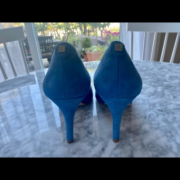 BLUE SUEDE Cutout Peep Toe Heels by Ivanka Trump - Picture 3 of 5